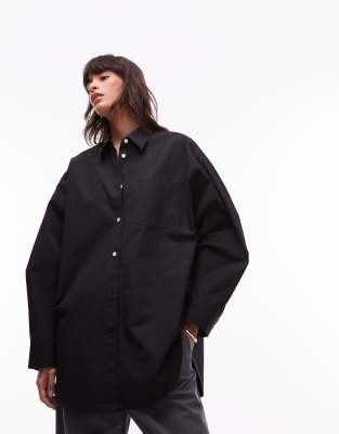 Arket Oversized Structured Shirt With Batwing Sleeves In Black