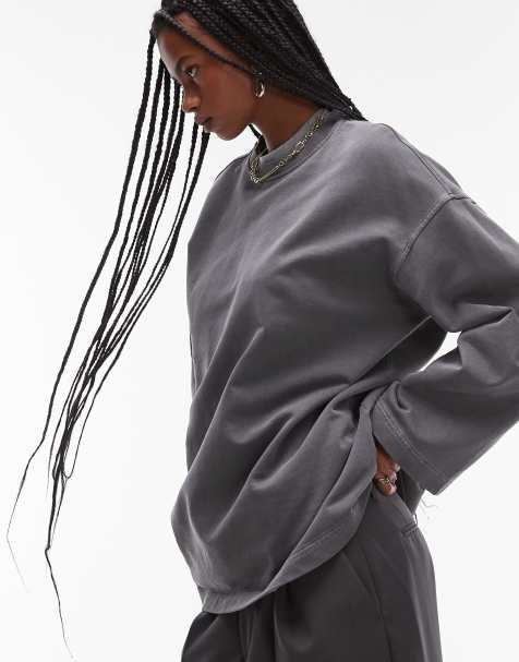ARKET oversized sweatshirt with wide sleeves in washed black - view 1