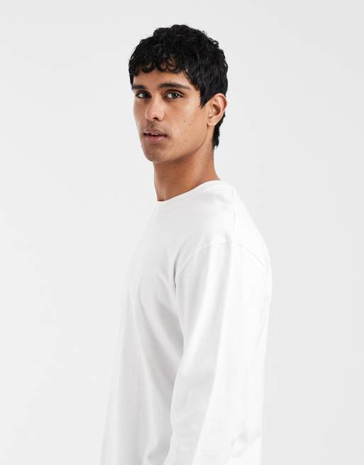 ARKET - Oversized T-shirt met lange mouwen van zuiver katoen in wit, 4 van 5