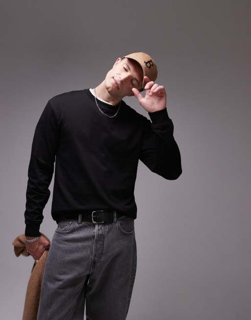 ARKET - Oversized T-shirt van katoenen jersey met lange mouwen in zwart, 2 van 4