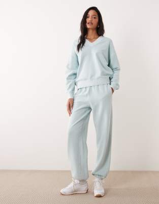 Arket Oversized V Neck Sweatshirt In Blue
