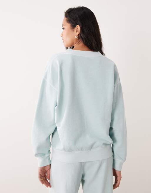 ARKET oversized v-neck sweatshirt in mint (Part of a set), 3 of 4