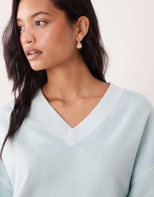 ARKET oversized v-neck sweatshirt in mint (Part of a set), 4 of 4