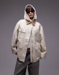 [Arket] ARKET oversized workwear barn jacket in off-white with utility pockets and contrast collar 42 Off white