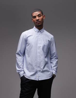 Arket Oxford Shirt In Blue And White Stripe