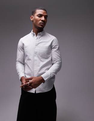 Arket ARKET oxford shirt in grey pinstripe