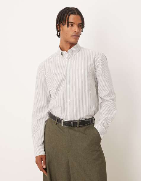 ARKET oxford shirt in light gray stripes - view 1