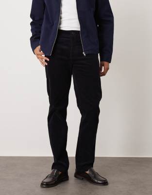 ARKET - Pantalon chino en velours côtelé avec taille ajustée - Bleu nuit-Bleu marine