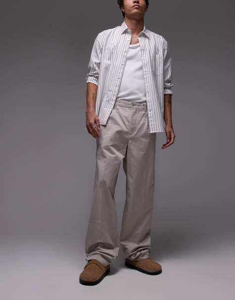 ARKET - Pantalon chino large en coton - Taupe foncé - view 1