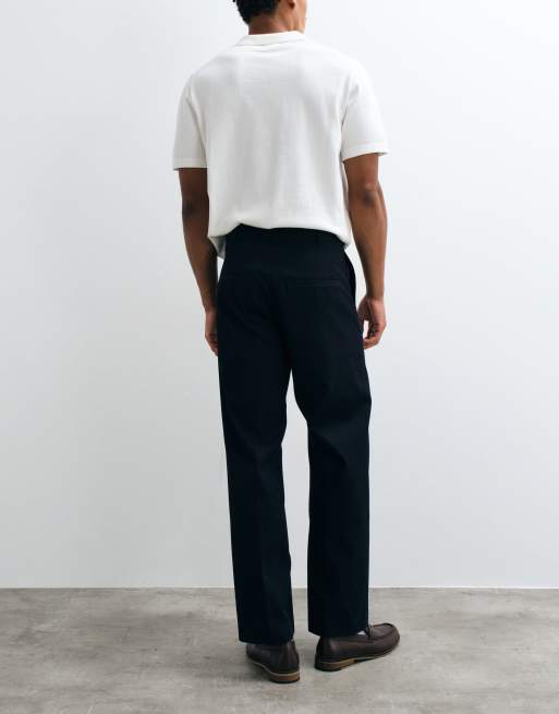 ARKET - pantalón cropped de pernera ancha de sastre en azul marino, 4 de 5