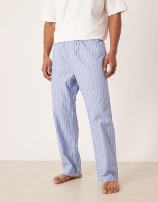 ARKET - Pantalon de pyjama en popeline de coton rayée - Bleu