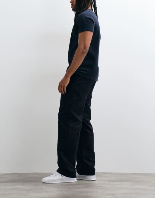 ARKET - pantalón de vestir de algodón puro con cintura elástica en azul marino, 3 de 5