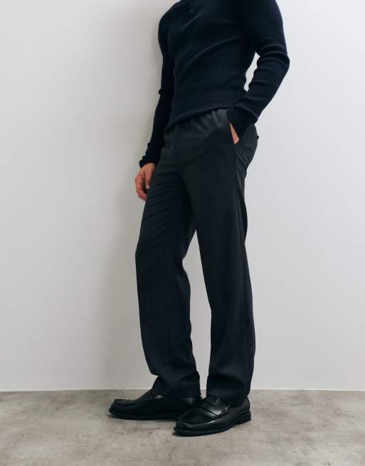 ARKET pantalon droit à enfiler en mélange de laine noir, 3 de 5