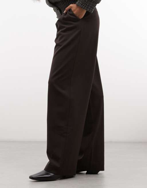 ARKET pantalon droit de tailleur en laine stretch marron foncé, 2 de 5