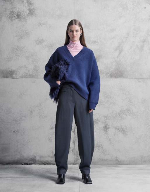 ARKET - Pantalon droit riche en laine avec bouton à la cheville - Gris, 2 de 5