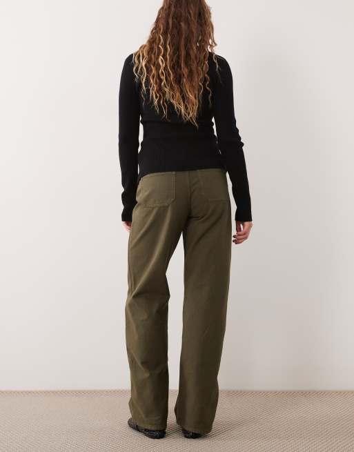 ARKET pantalon en toile coupe barrel en kaki, 2 de 5