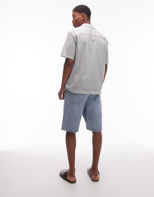 ARKET - Pantaloncini di jeans regular fit a vita medio alta lavaggio blu medio, 4 di 5