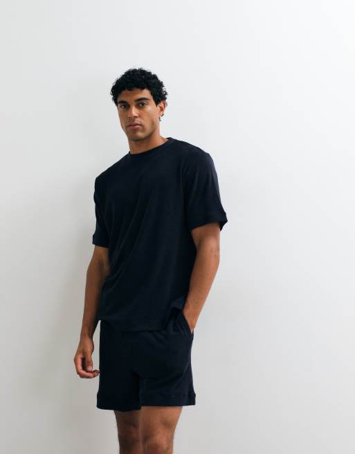 ARKET - Pantaloncini in morbida spugna blu scuro in coordinato, 4 di 5