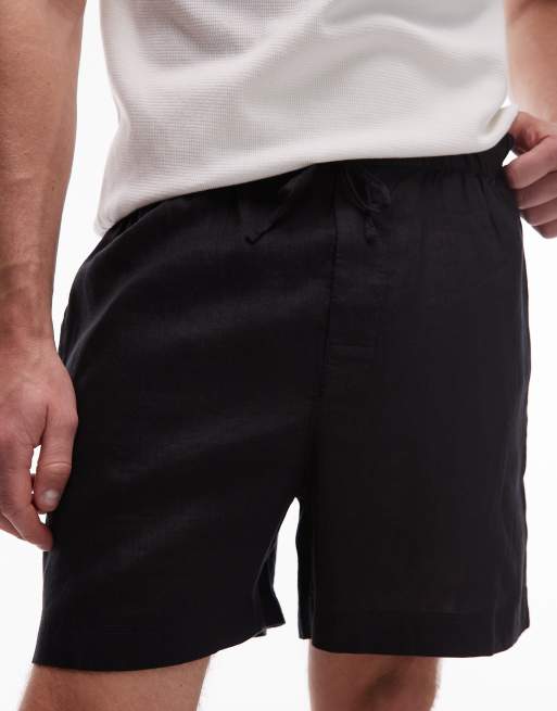 ARKET - Pantaloncini neri in puro lino con coulisse , 5 di 5