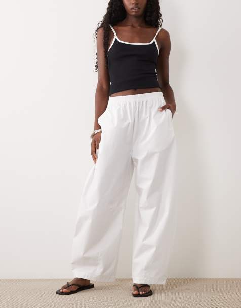 ARKET - Pantalones blancos con cordón ajustable de popelina de algodón - view 1