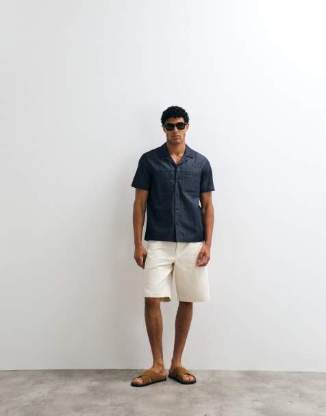 ARKET - Pantalones cortos vaqueros blanco hueso de estilo carpintero - view 1