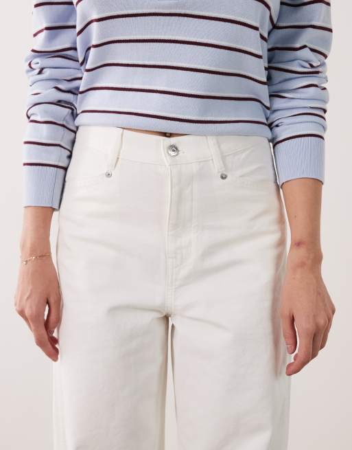 ARKET pantalones de lona de corte barrel en blanco, 4 de 5