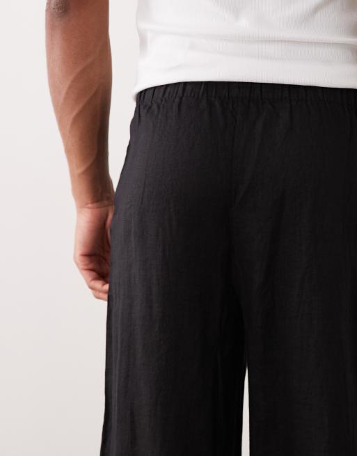 ARKET - Pantalones negros de mezcla de lino, 4 de 5