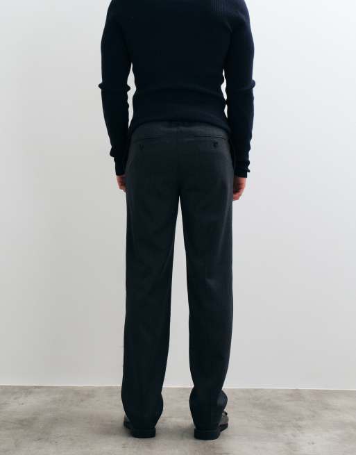 ARKET pantaloni a gamba dritta in misto lana neri, 5 di 5
