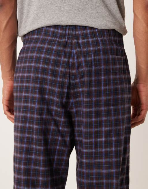 ARKET - Pantaloni del pigiama in flanella di puro cotone blu navy a quadri, 3 di 4
