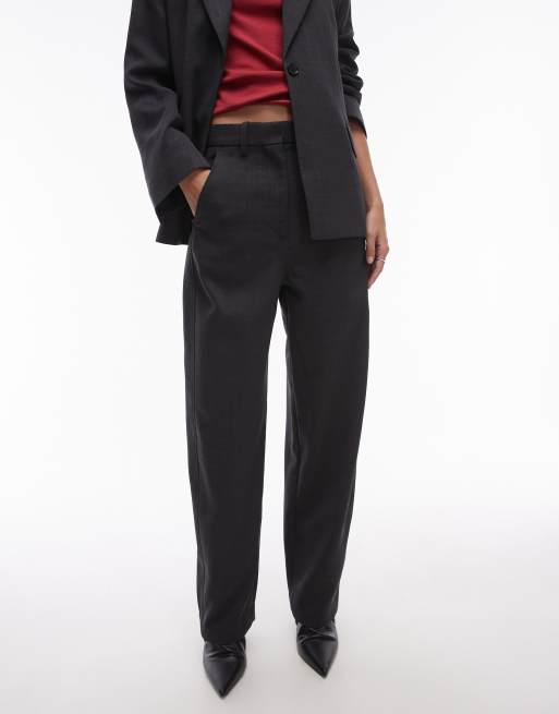 ARKET - Pantaloni elasticizzati a cilindro grigio mélange in misto lana in coordinato, 3 di 5