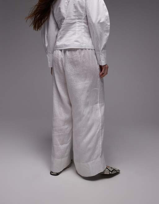 ARKET - Pantaloni in lino bianchi con coulisse in vita, 3 di 5