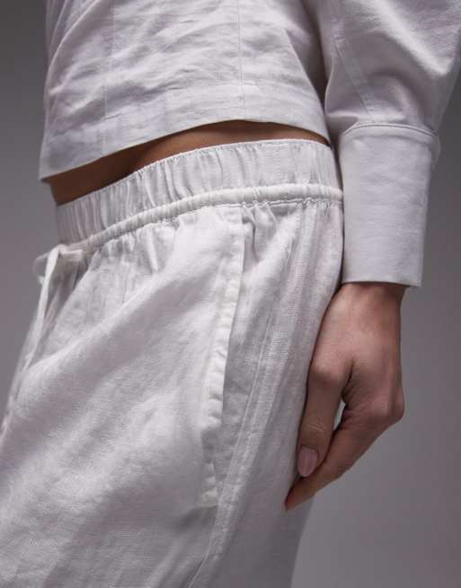 ARKET - Pantaloni in lino bianchi con coulisse in vita, 5 di 5