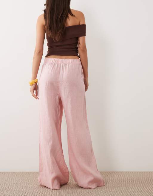 ARKET - Pantaloni palazzo a fondo ampio rosa chiaro, 5 di 5