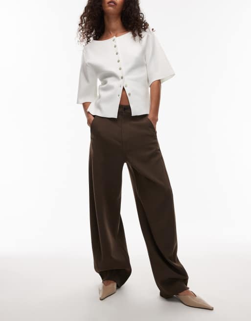 ARKET - Pantaloni sartoriali a palloncino in misto lana color marrone cioccolato