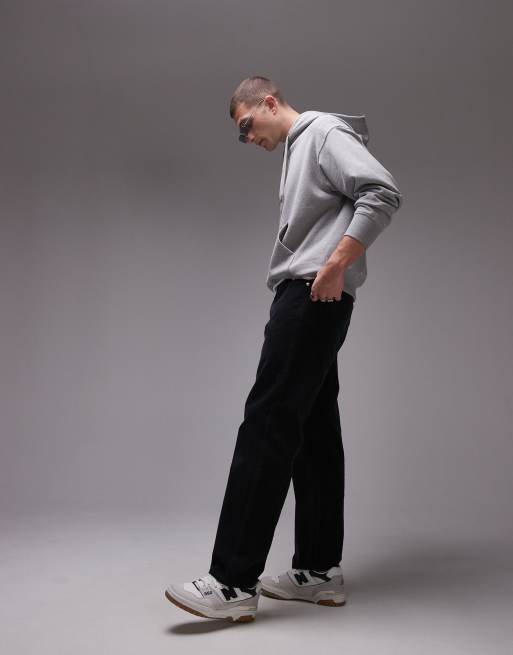 ARKET - Pantaloni taglio comodo in tessuto a coste nero con cinque tasche