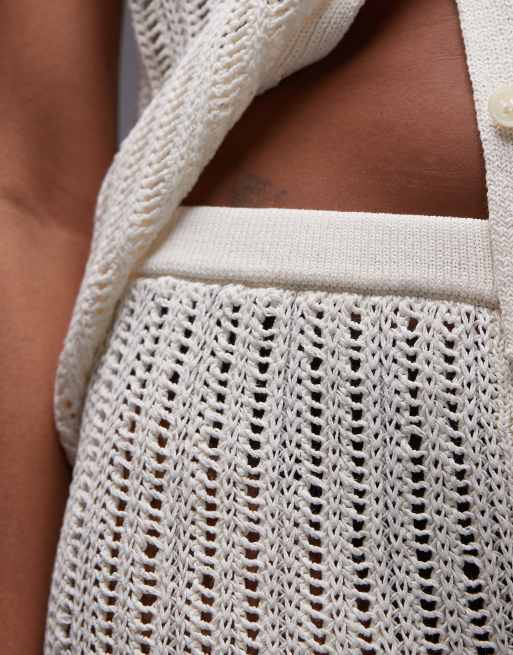 ARKET paper knit beach shorts in off white, 5 of 5