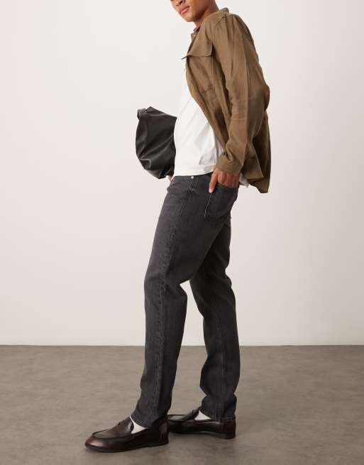 ARKET Park regular straight fit jeans in charcoal grey, 3 of 5