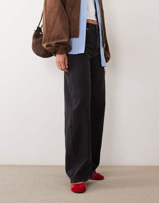 ARKET Peony jeans baggy a gamba bombata neri, 3 di 5