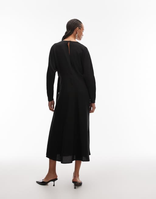 ARKET peplum maxi dress with wide sleeves in black, 4 of 4
