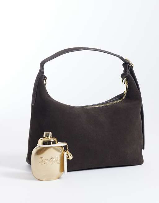 ARKET - Petit cabas en cuir et daim véritables avec bandoulière amovible - Marron foncé, 2 de 4