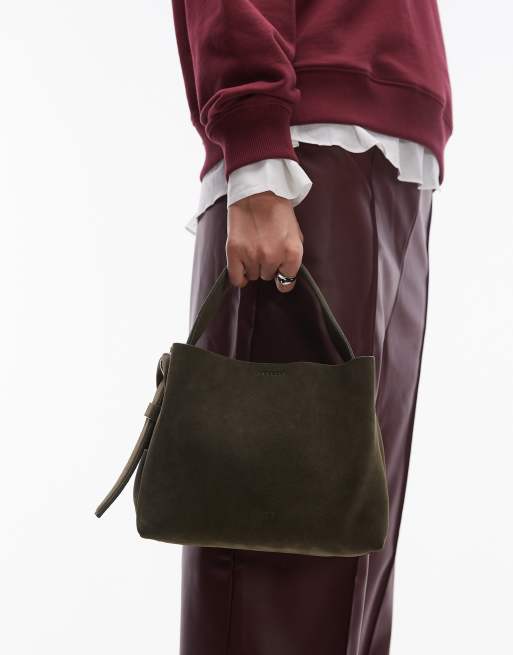 ARKET - Petit sac bandoulière en daim avec boucle latérale - Kaki foncé, 4 de 4