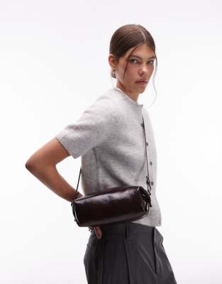 ARKET - Petit sac bandoulière rectangulaire en cuir souple - Bordeaux-Rouge