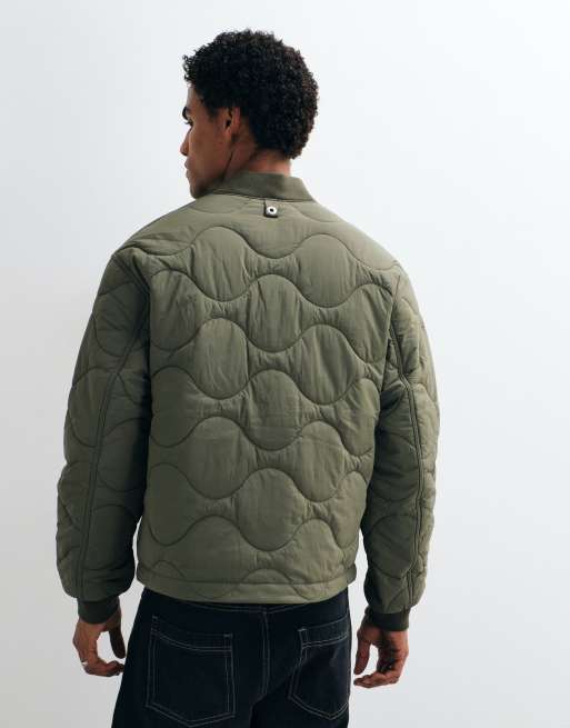ARKET pikowana lekka kurtka liner w kolorze khaki, 5 z 5