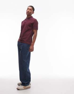 Arket Pique Jersey Short Sleeve Polo Shirt In Purple