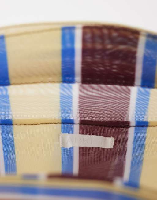 ARKET – Plażowa torba typu tote z siateczki w żółte paski, 3 z 4
