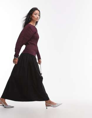 Arket Plisse Top With Sculptural Sleeves In Red