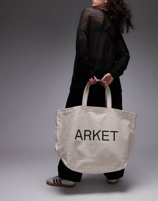 ARKET – Płócienna torba typu tote oversize w kolorze złamanej bieli