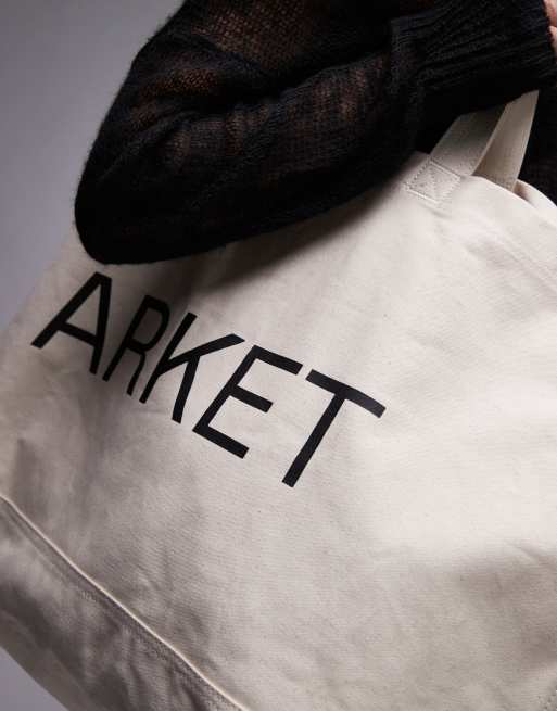 ARKET – Płócienna torba typu tote oversize w kolorze złamanej bieli, 2 z 4