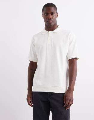 ARKET - Polo à manches courtes en jersey texturé - Blanc