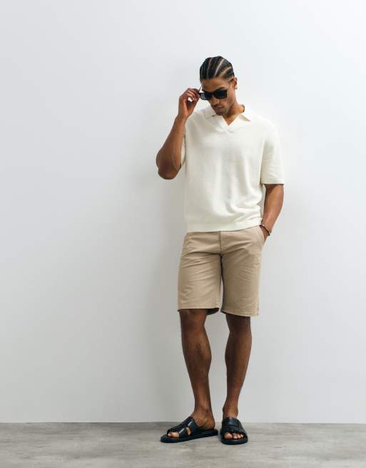 ARKET - Polo à manches courtes en maille de coton et lin mélangés - Blanc cassé, 2 de 5